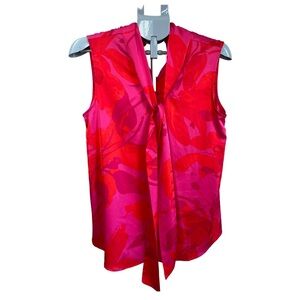Tahari ASL Sleeveless Blouse Pink and Orange Size Large